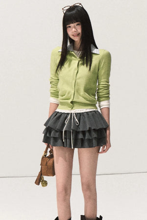 Shrine Plaid Woolen Cake A-Line Skirt