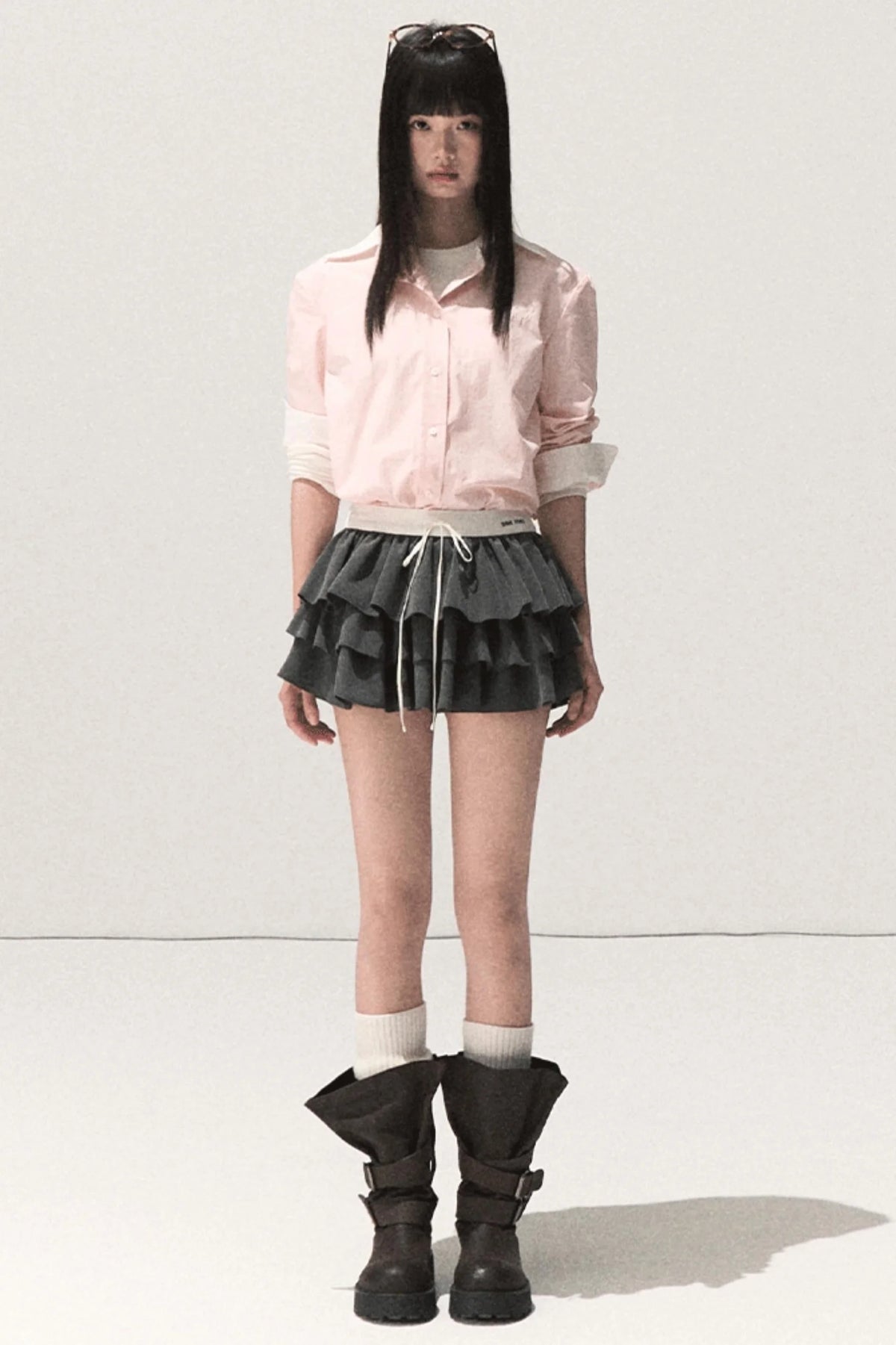 Shrine Plaid Woolen Cake A-Line Skirt