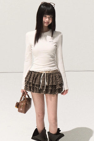 Shrine Plaid Woolen Cake A-Line Skirt