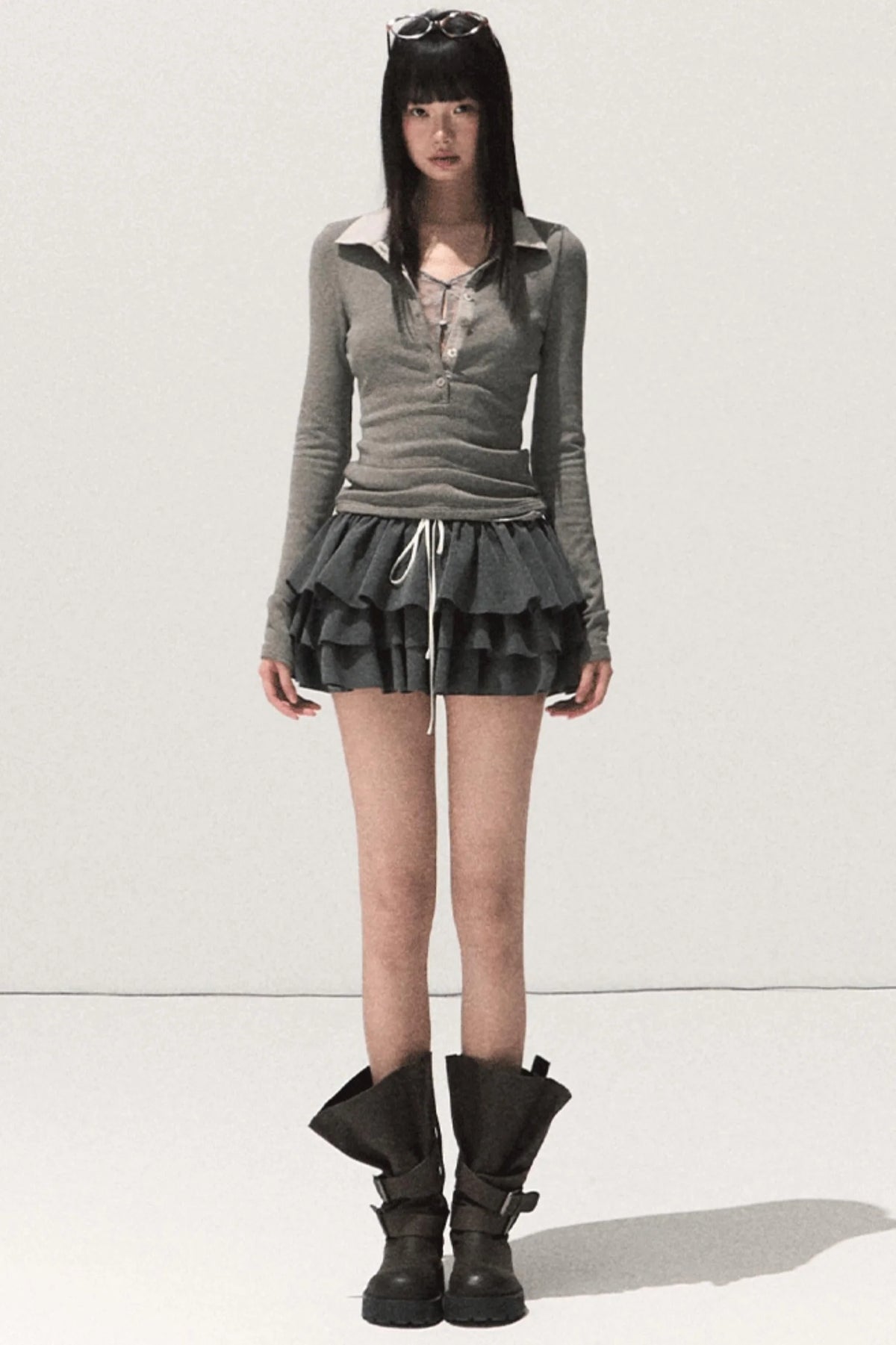 Shrine Plaid Woolen Cake A-Line Skirt
