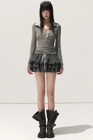 Shrine Plaid Woolen Cake A-Line Skirt