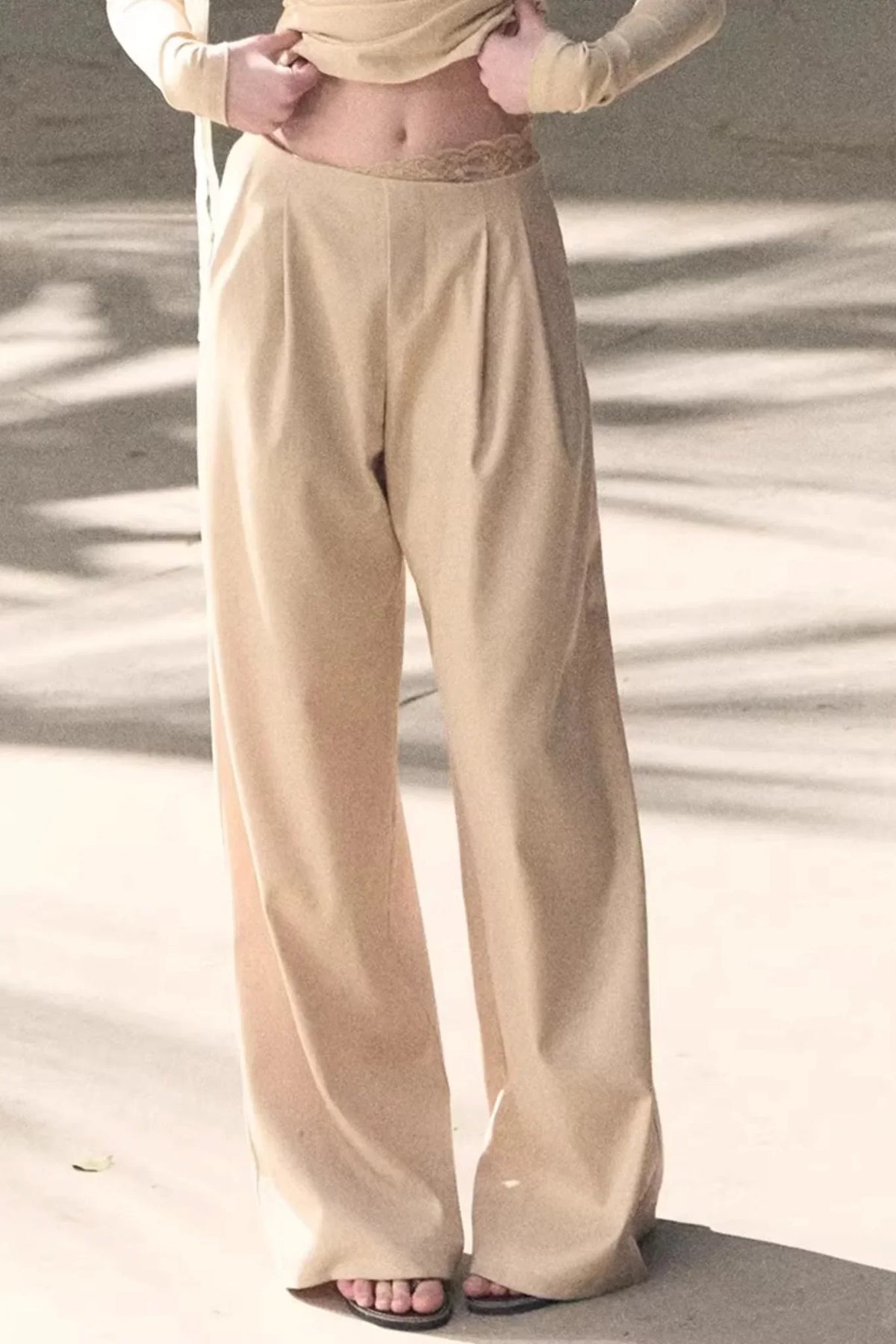 Sicilian Lace Knit Top Pants Set-Up