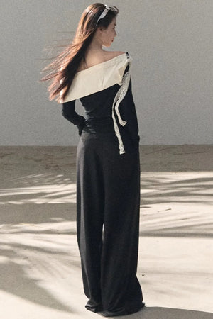 Sicilian Lace Knit Top Pants Set-Up