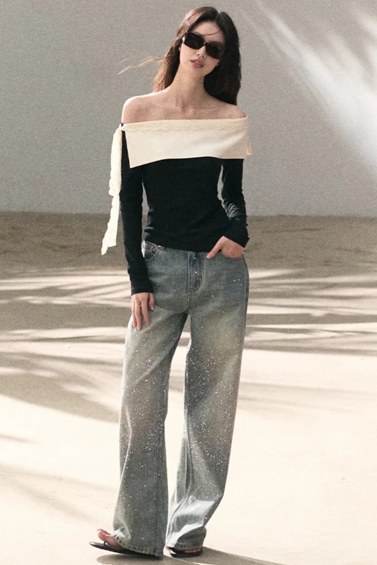 Sicilian Lace Knit Top Pants Set-Up