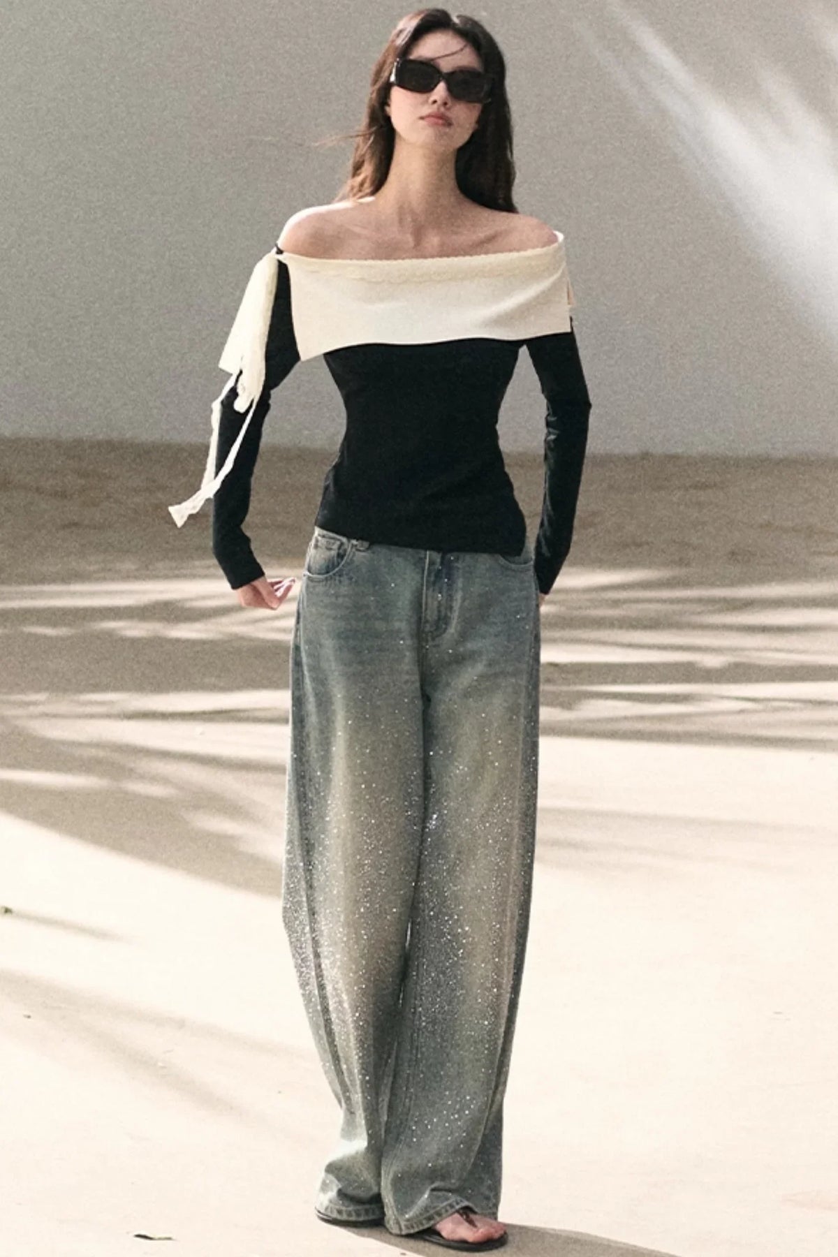 Sicilian Lace Knit Top Pants Set-Up