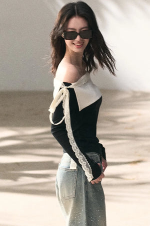 Sicilian Lace Knit Top Pants Set-Up