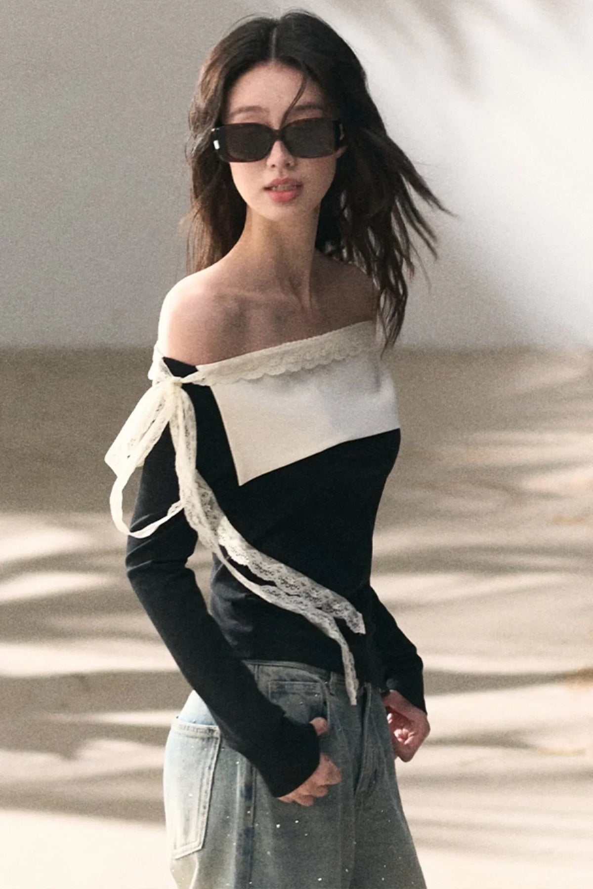 Sicilian Lace Knit Top Pants Set-Up