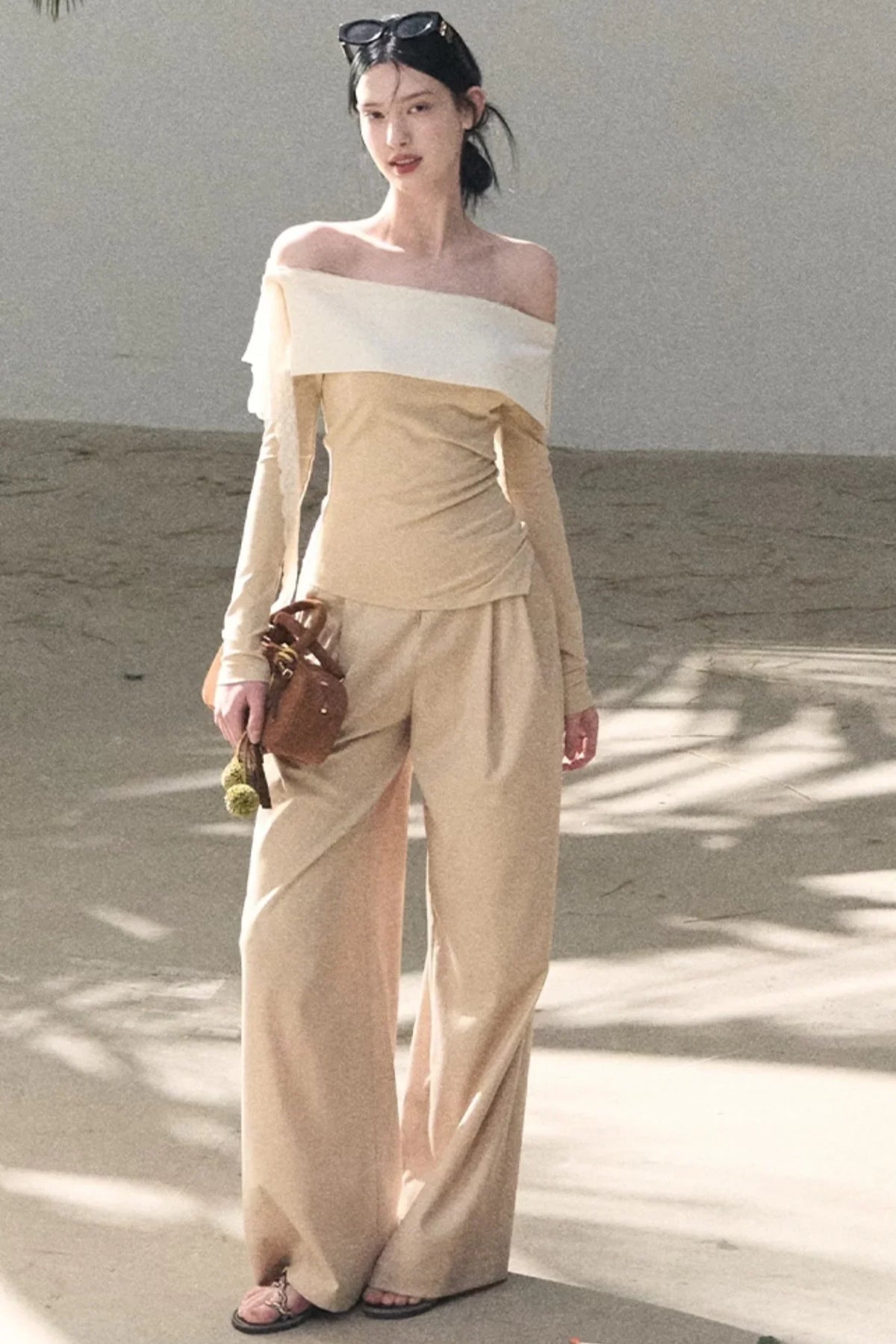 Sicilian Lace Knit Top Pants Set-Up