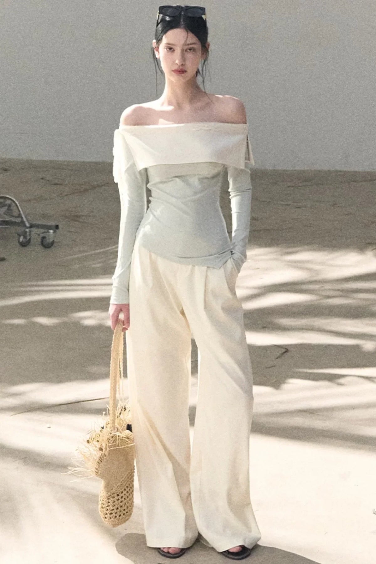 Sicilian Lace Knit Top Pants Set-Up