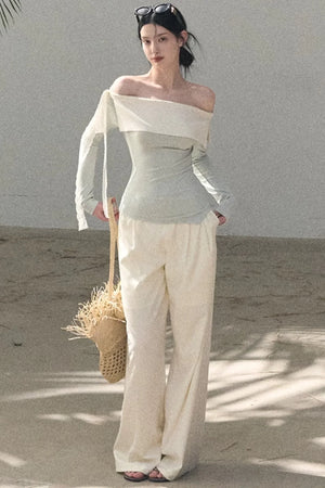 Sicilian Lace Knit Top Pants Set-Up
