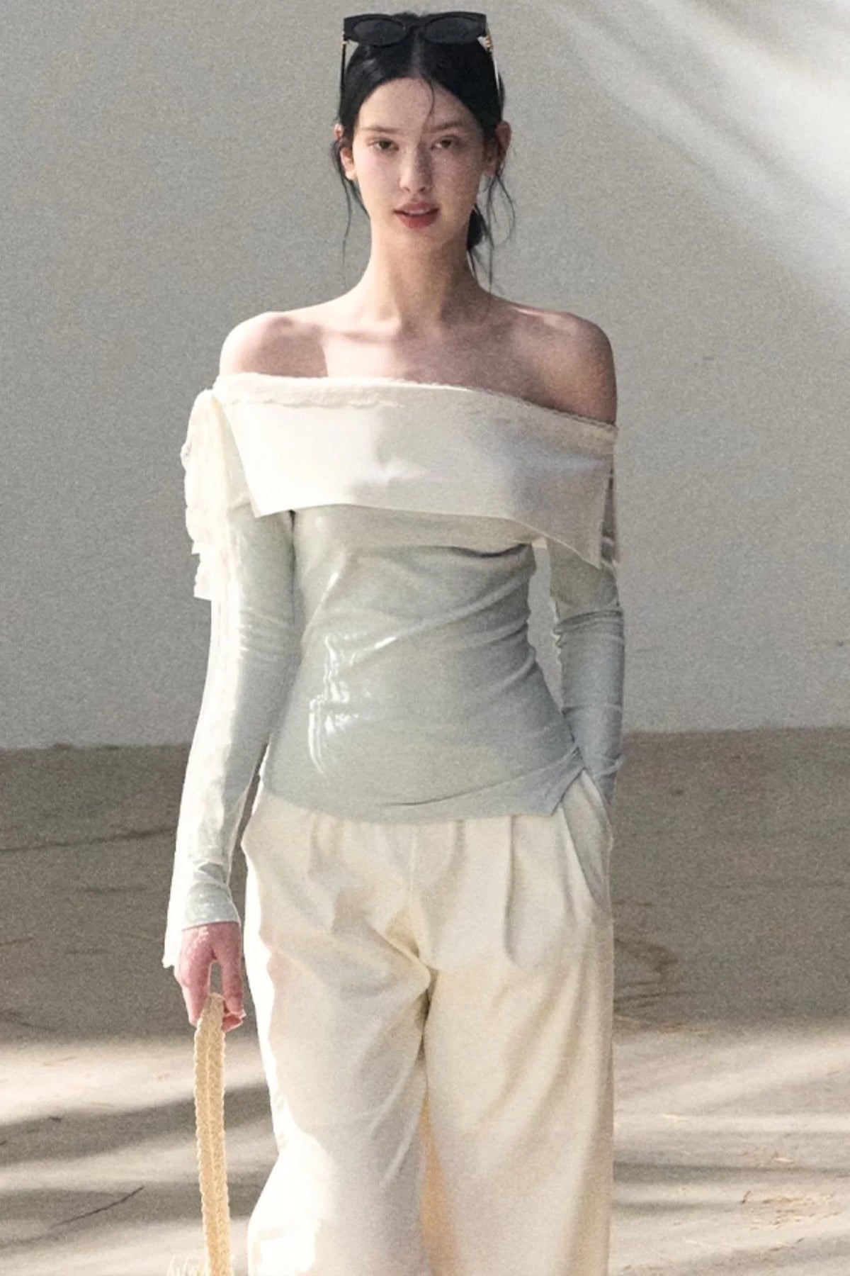 Sicilian Lace Knit Top Pants Set-Up