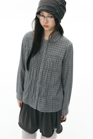 Side Seam Button Pleated Beanie Knit