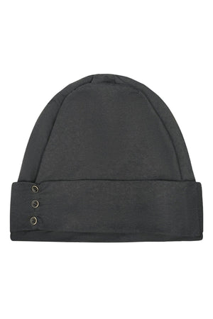 Side Seam Button Pleated Beanie Knit