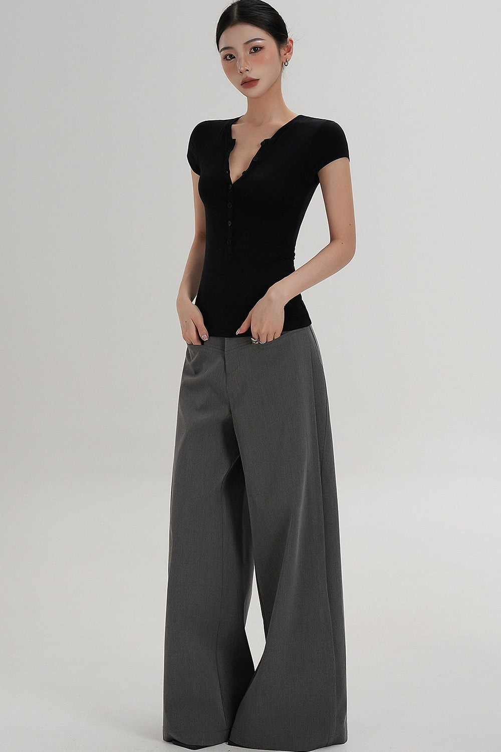 Side Slit Floor-Length Pants