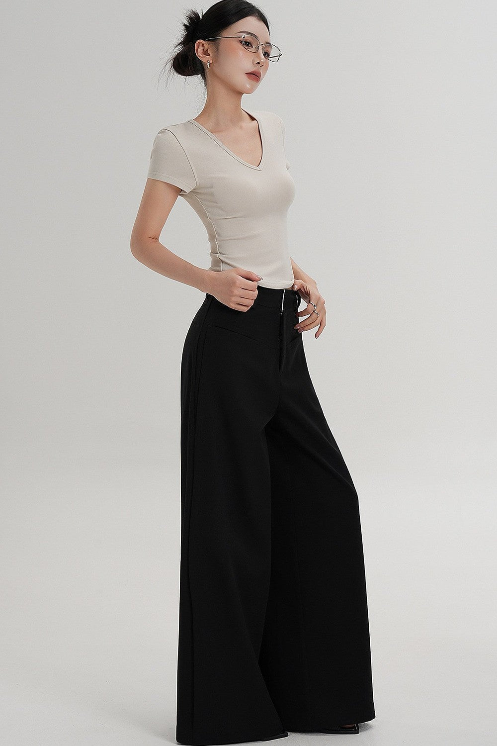 Side Slit Floor-Length Pants