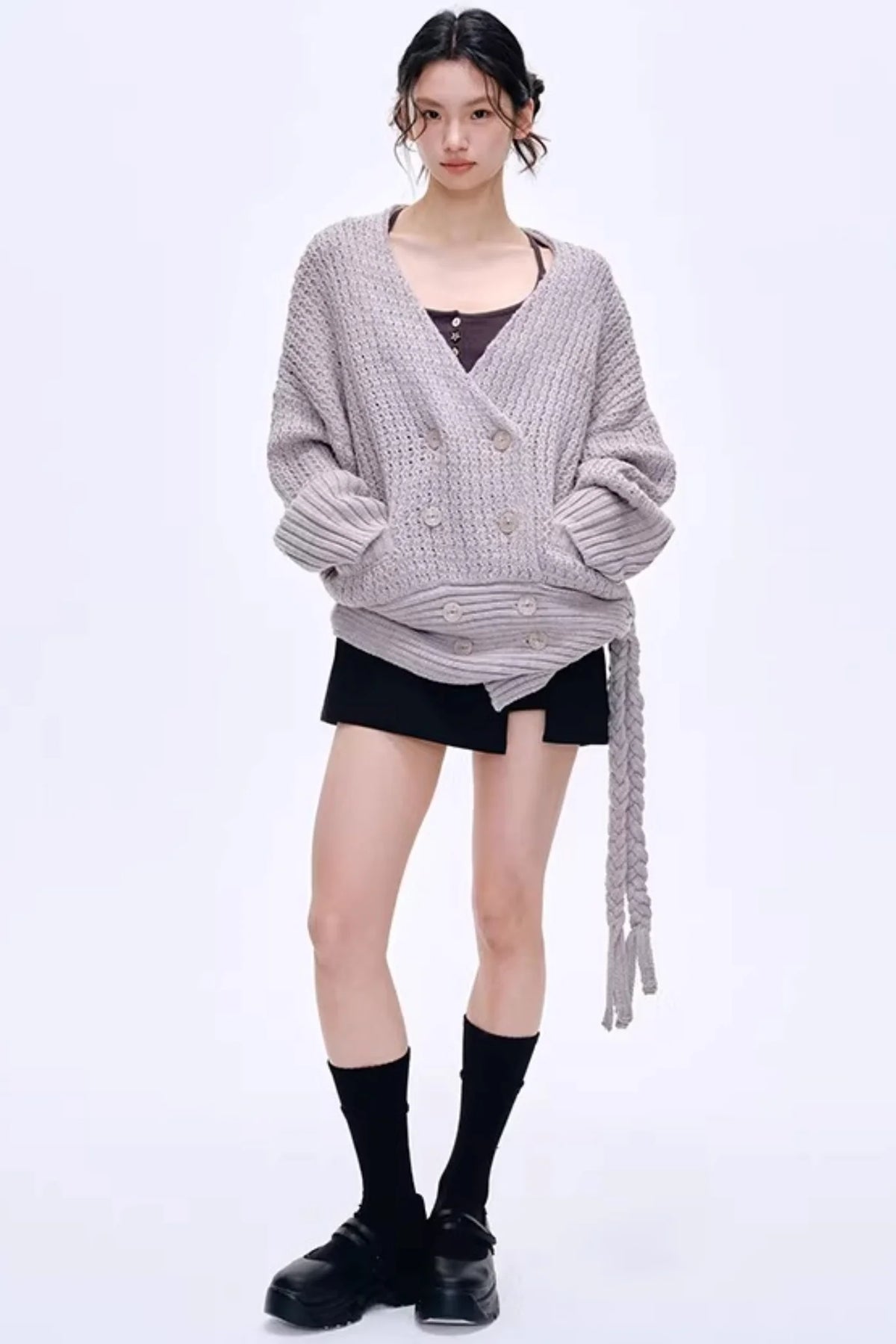 Side Slit Hip-Hugging Skirt Pants