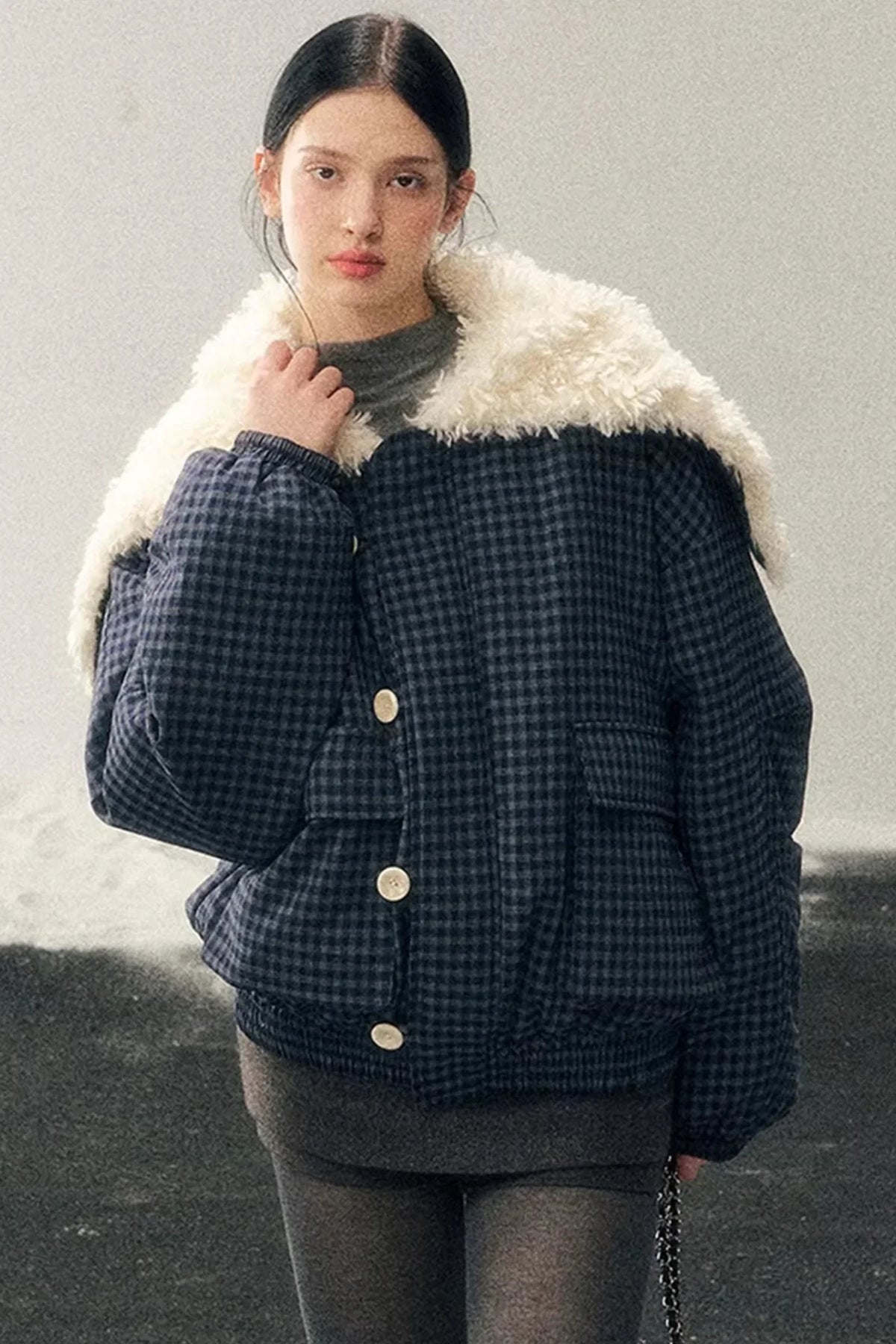 Silent Blue Lamb Wool Coat