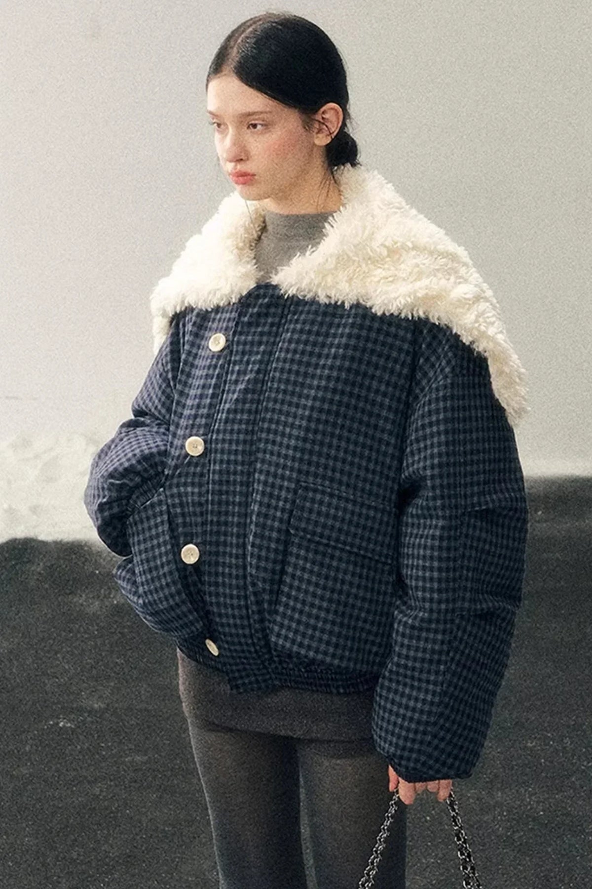 Silent Blue Lamb Wool Coat