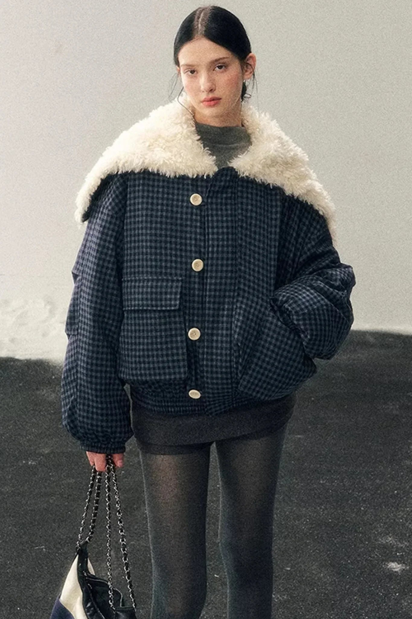 Silent Blue Lamb Wool Coat