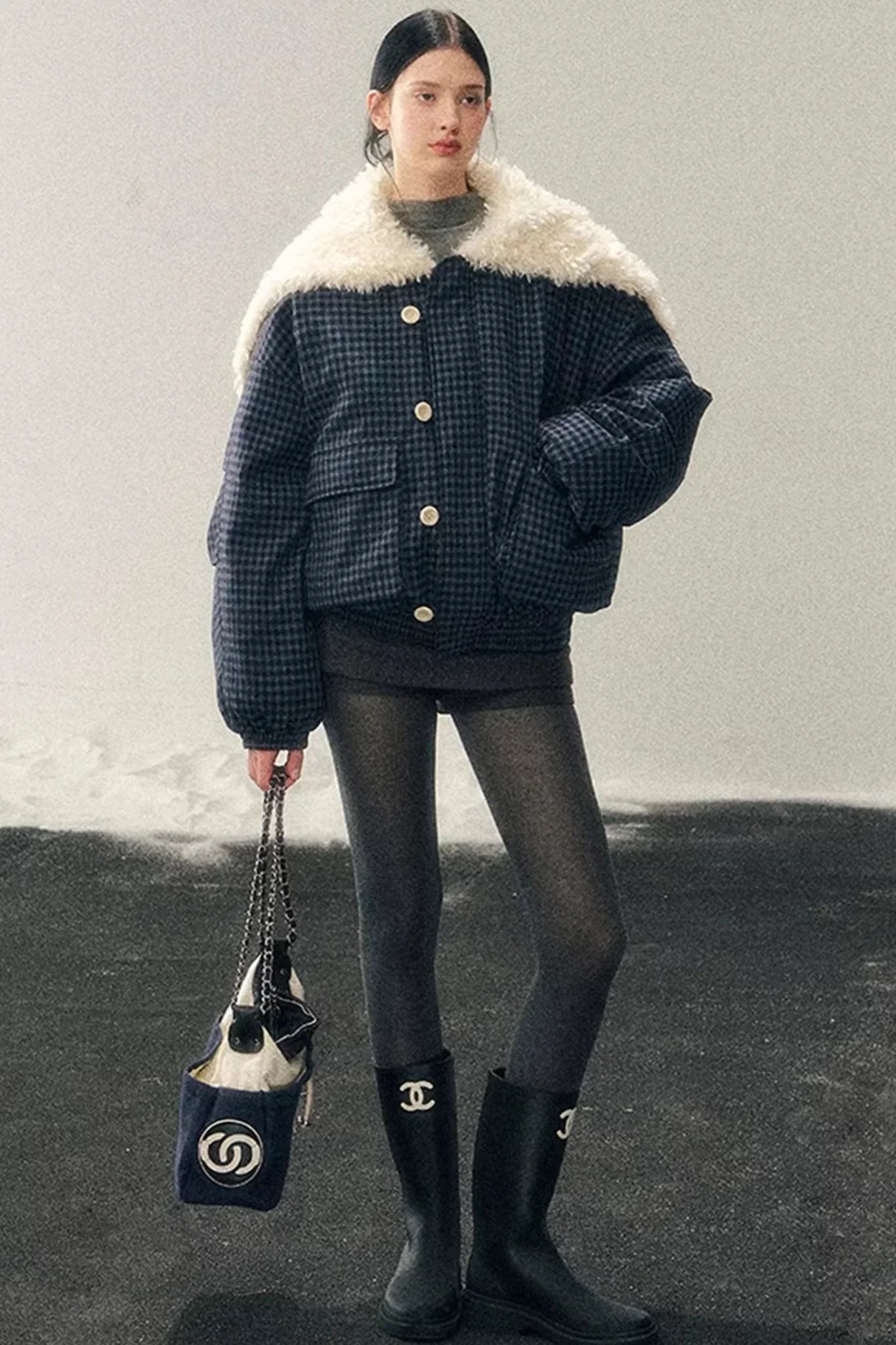 Silent Blue Lamb Wool Coat