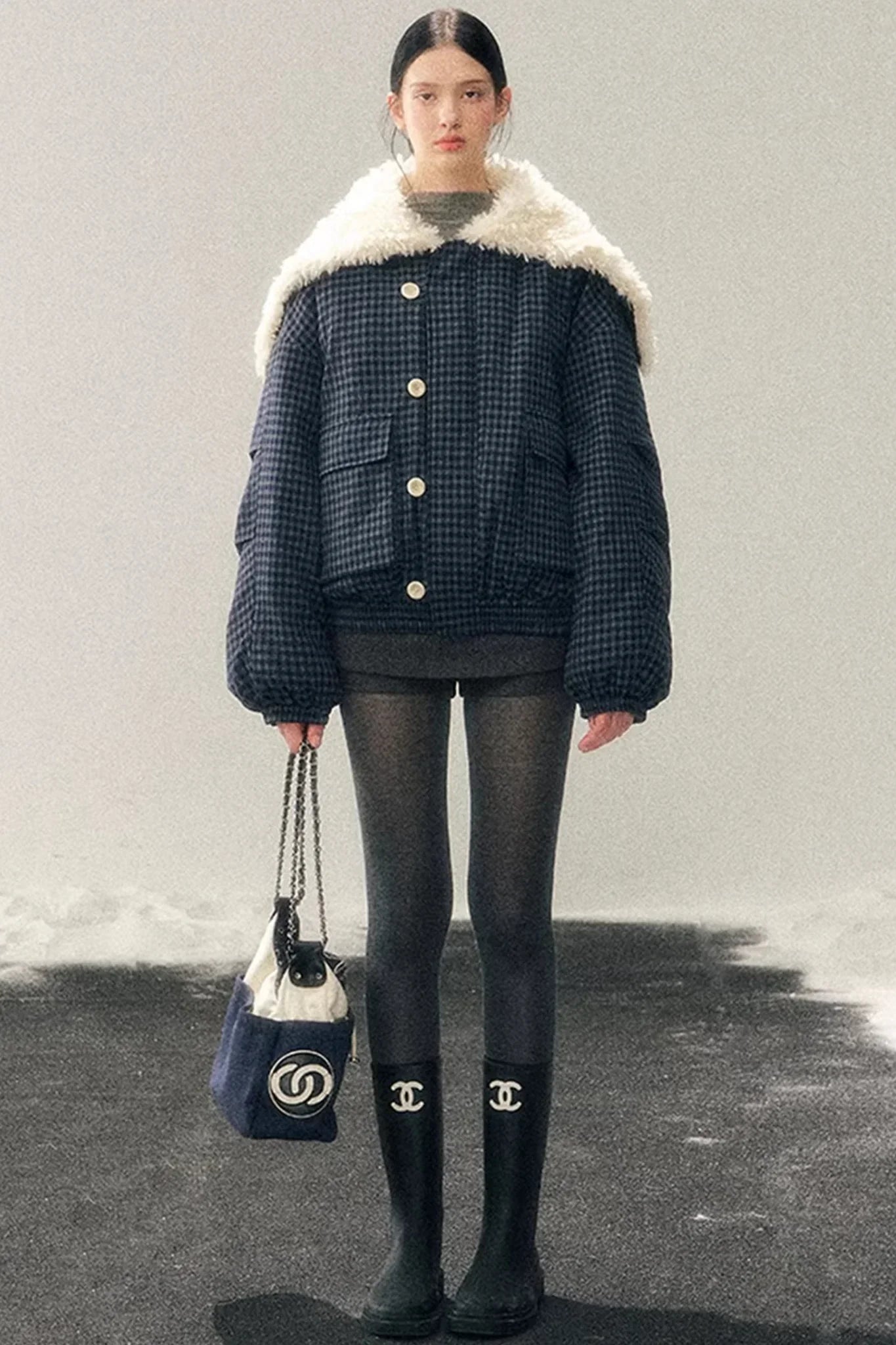 Silent Blue Lamb Wool Coat