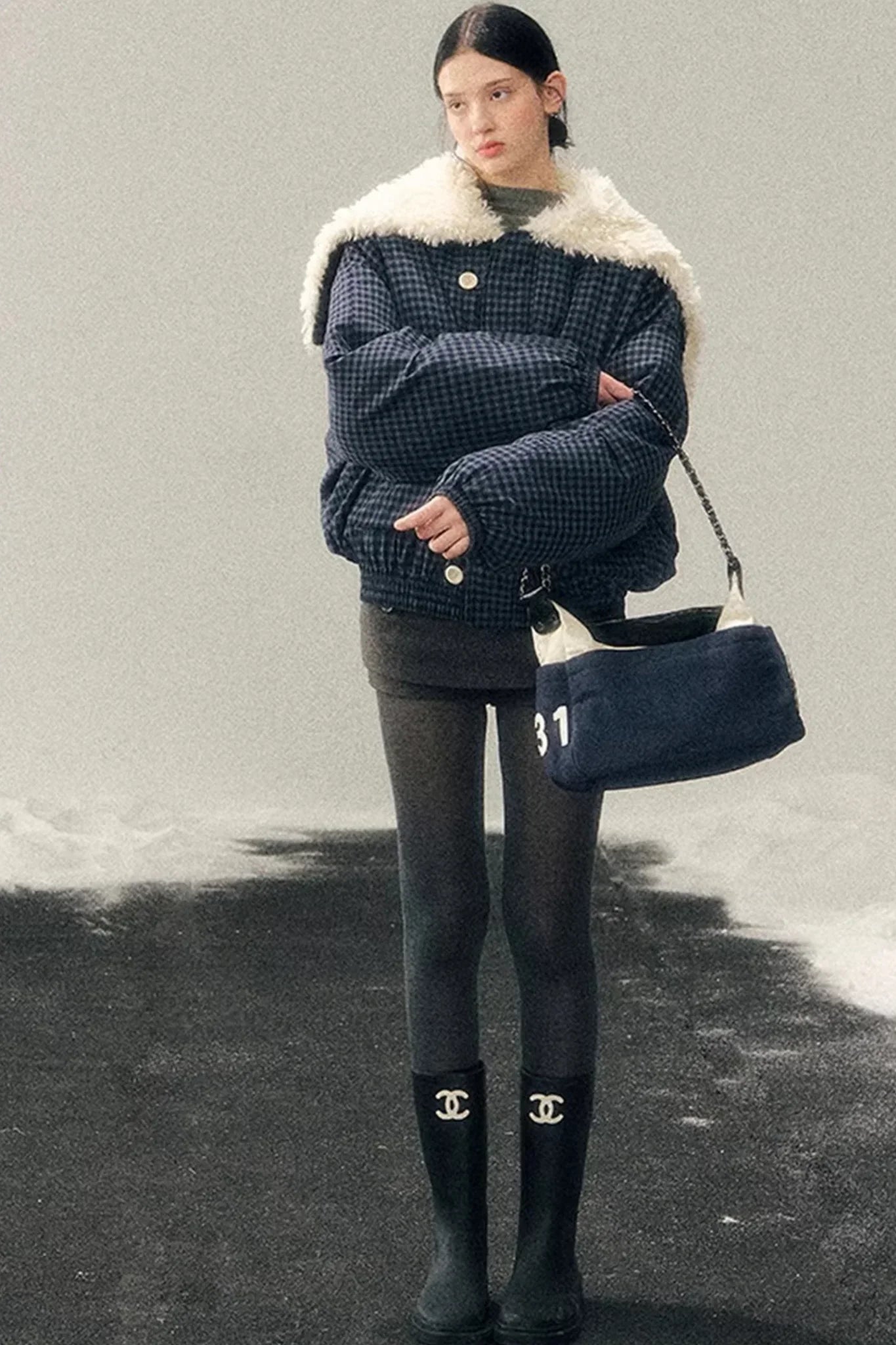 Silent Blue Lamb Wool Coat
