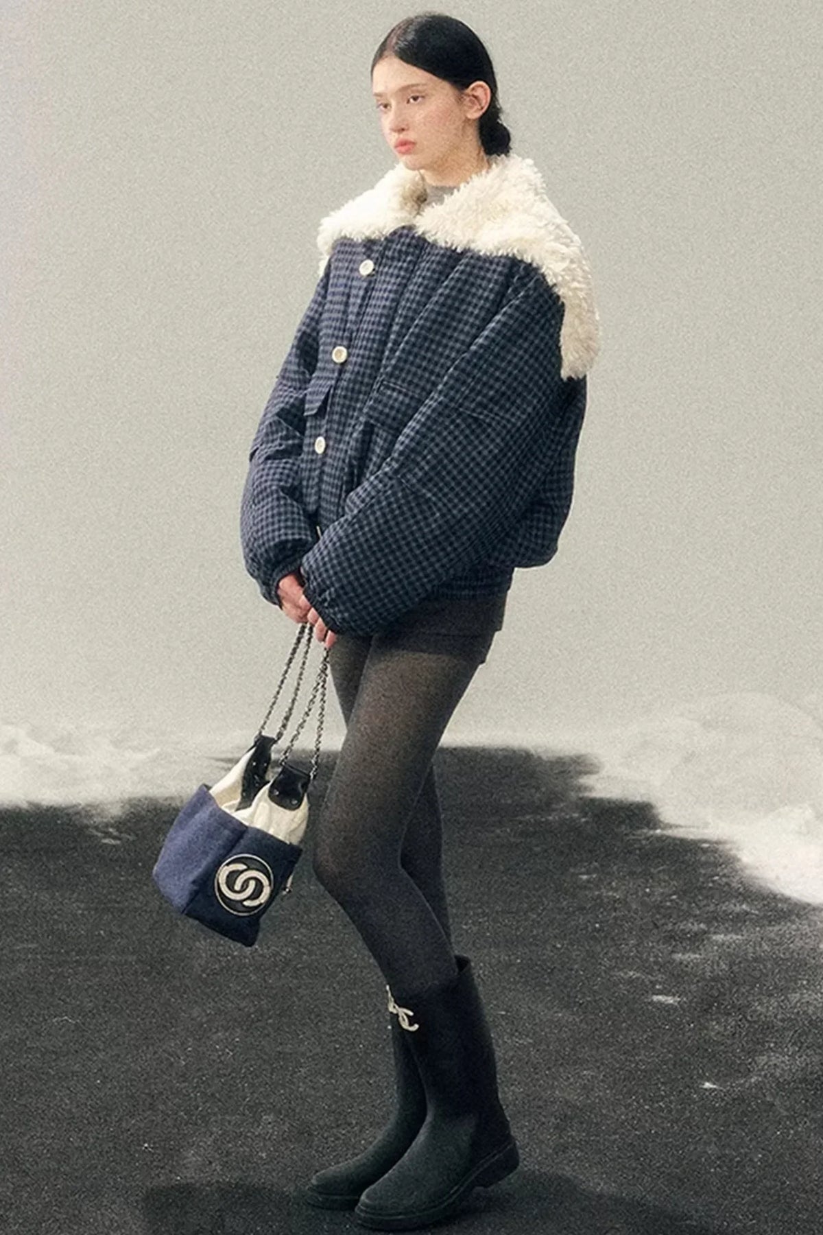 Silent Blue Lamb Wool Coat