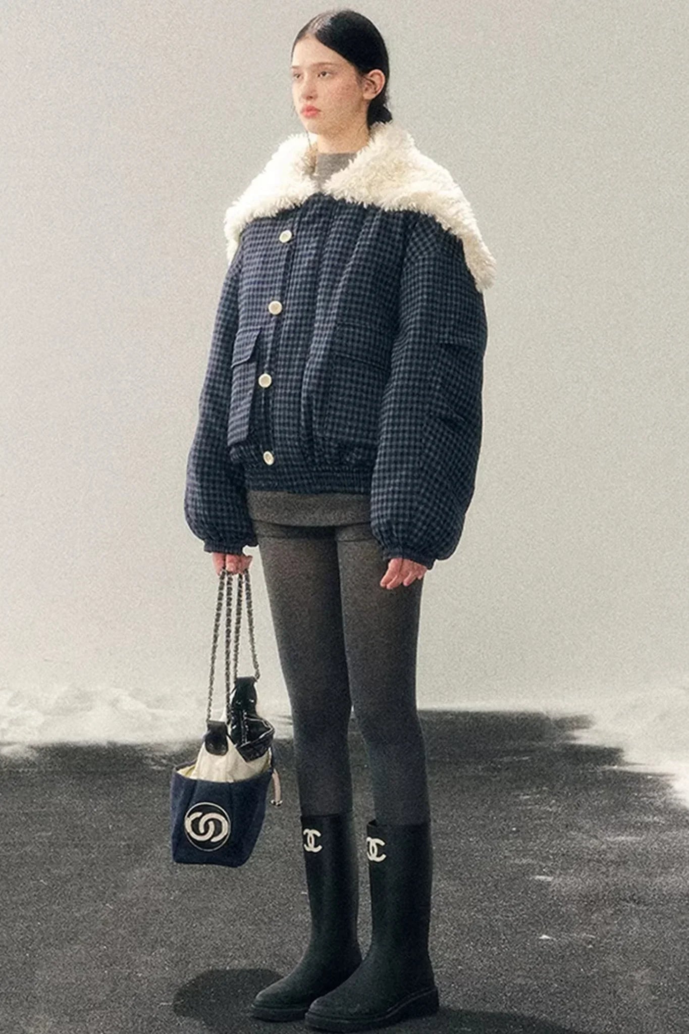 Silent Blue Lamb Wool Coat