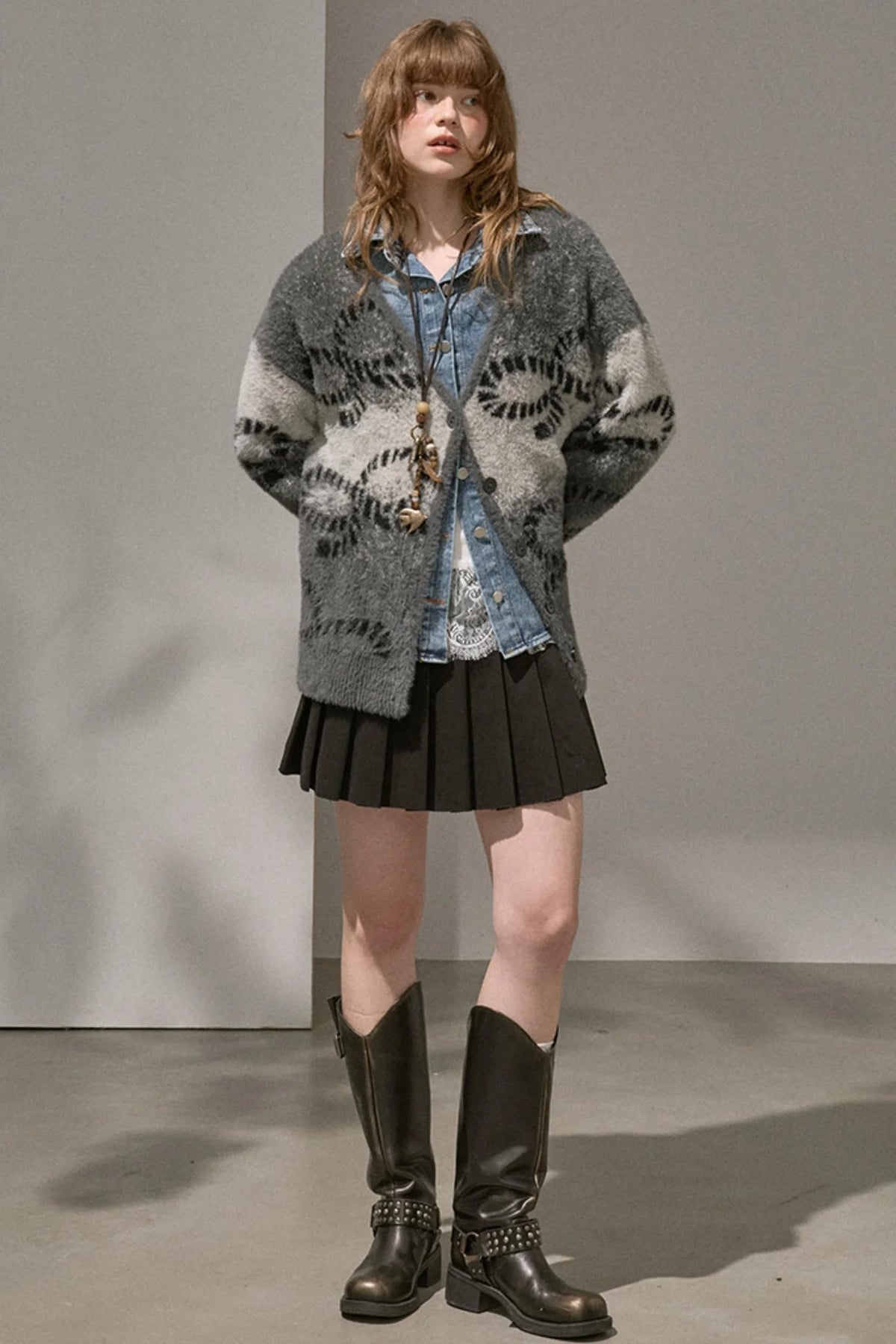 Silk Classic Pleated Puffy Short Skirt