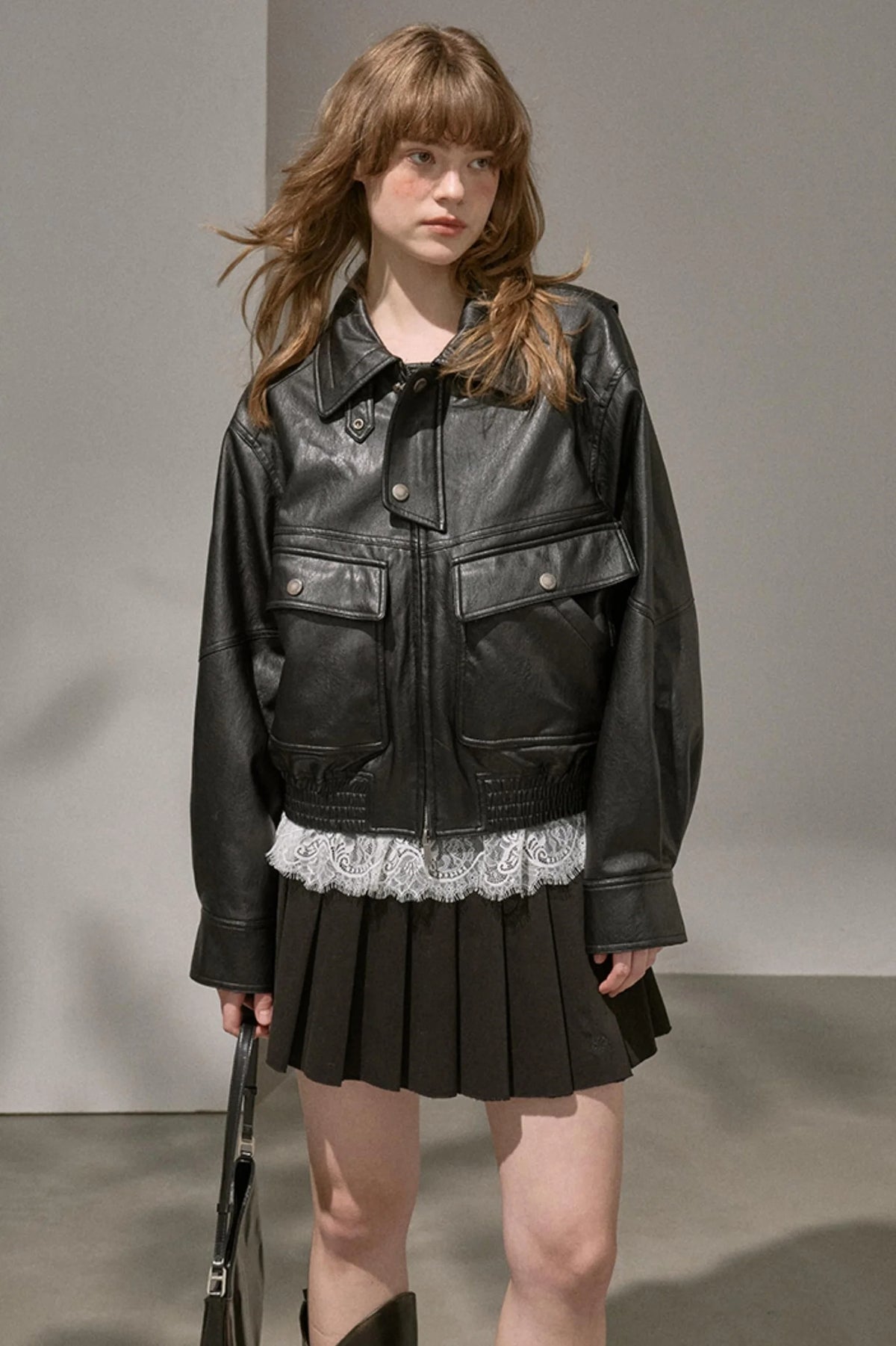 Silk Classic Pleated Puffy Short Skirt