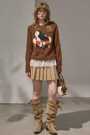 Silk Classic Pleated Puffy Short Skirt