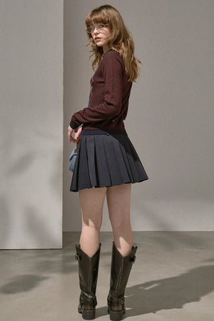 Silk Classic Pleated Puffy Short Skirt