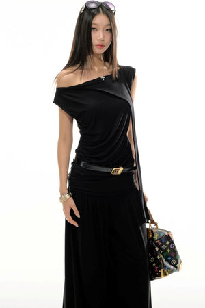 Silk Pleated Vest Pants Set-Up