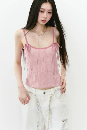 Silk Stitching Bow Camisole Top