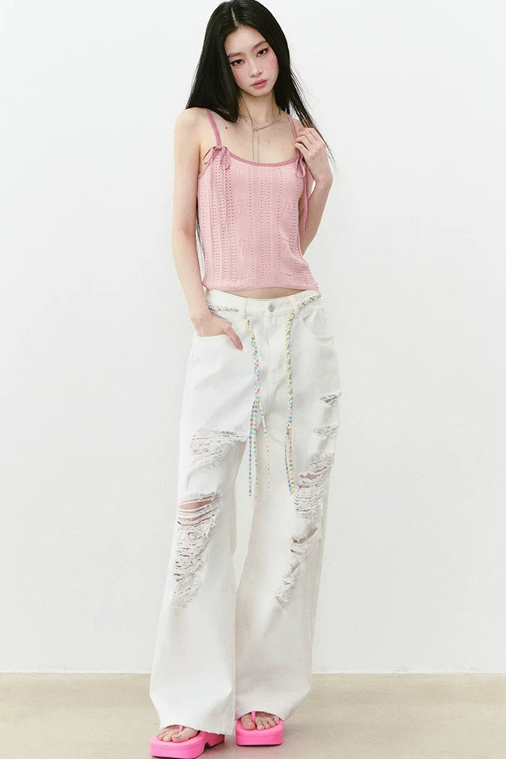 Silk Stitching Bow Camisole Top