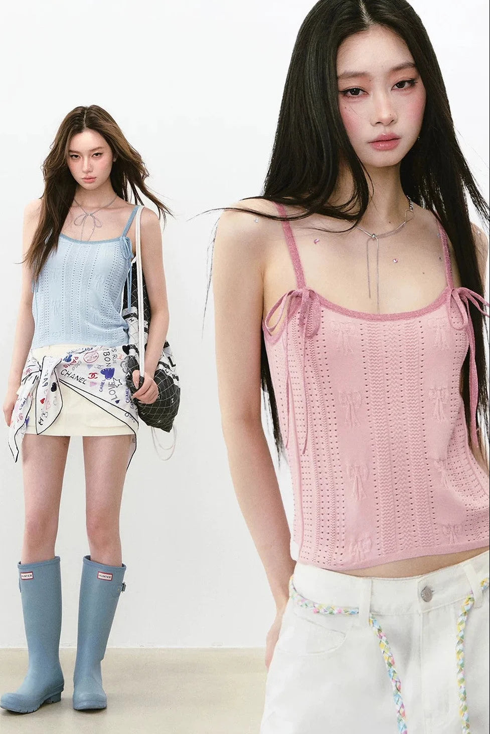 Silk Stitching Bow Camisole Top