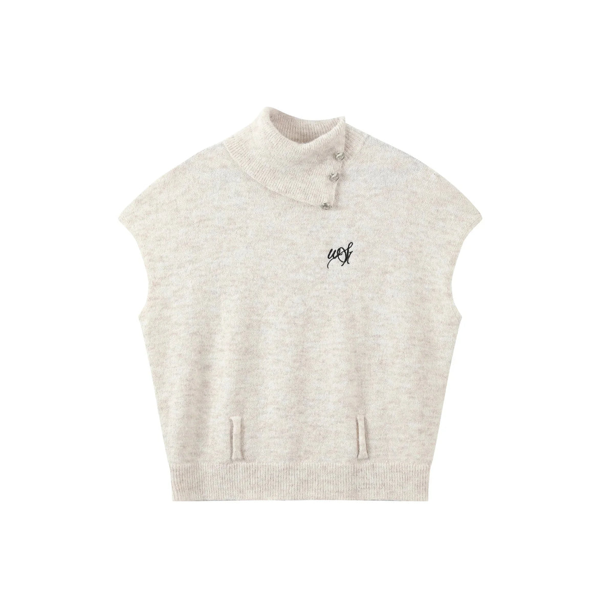 Silver Button Flutter Sweater Top Set-Up