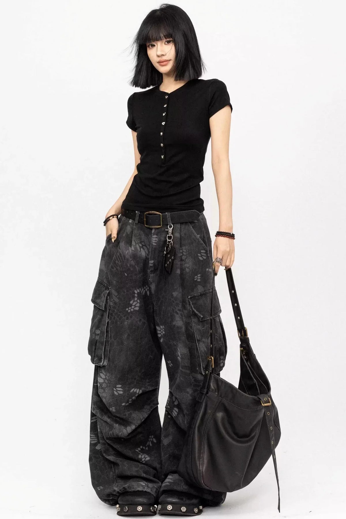 Simple Black Button-Down Top