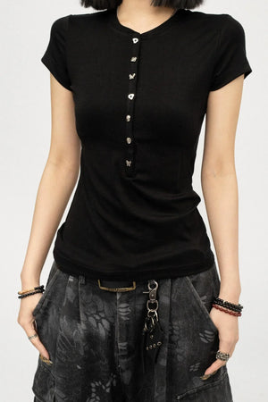 Simple Black Button-Down Top