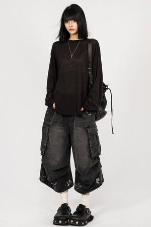Simple Black Knitwear Sweater