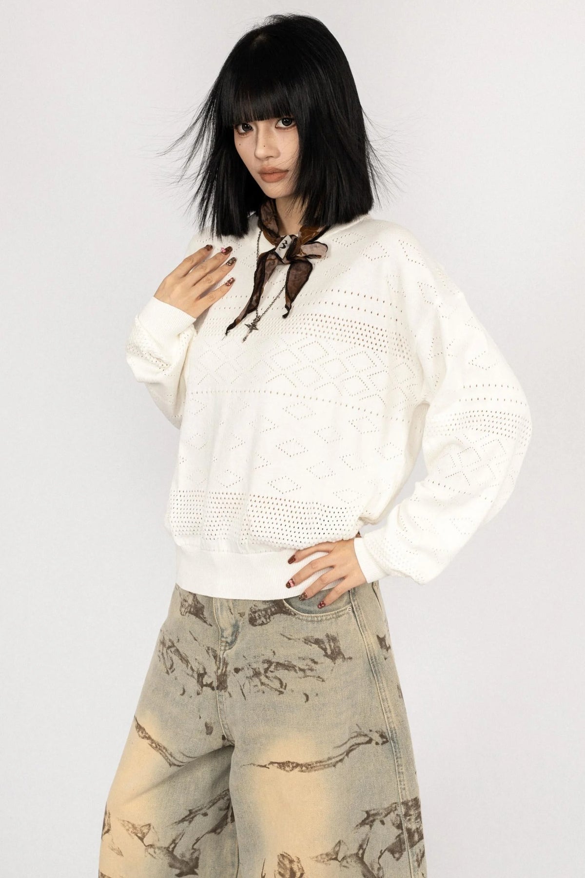 Simple Black Knitwear Sweater