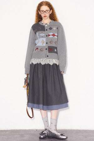 Simple Layered Stitching Skirt