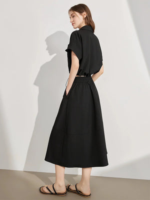 Simple Shirt With Skirt Two-Piece Set