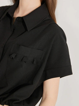 Simple Shirt With Skirt Two-Piece Set