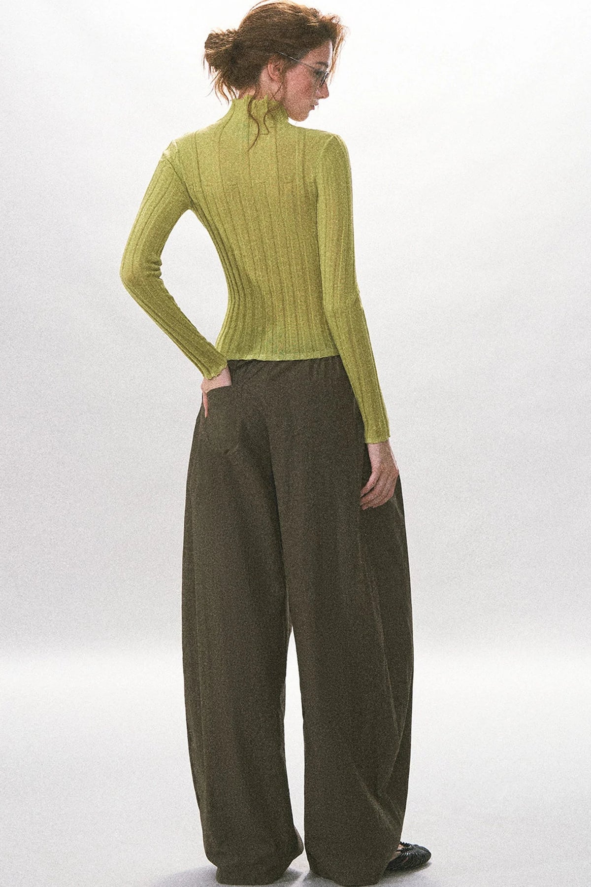Single-Breasted Vertical Ribbed Stand Collar Knit Cardigan
