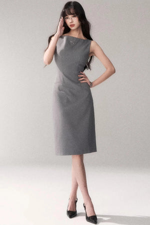 Siren Off-Shoulder Gray Dress