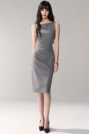 Siren Off-Shoulder Gray Dress