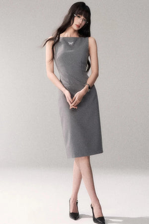 Siren Off-Shoulder Gray Dress