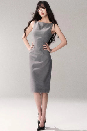 Siren Off-Shoulder Gray Dress