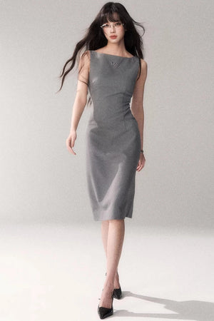 Siren Off-Shoulder Gray Dress